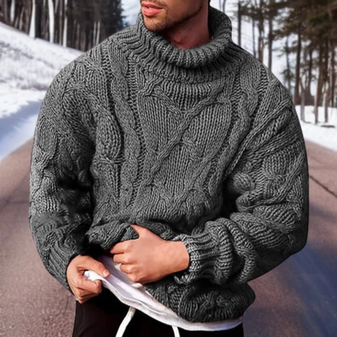 Rafael - Comfortable turtleneck sweater with knitted textured design