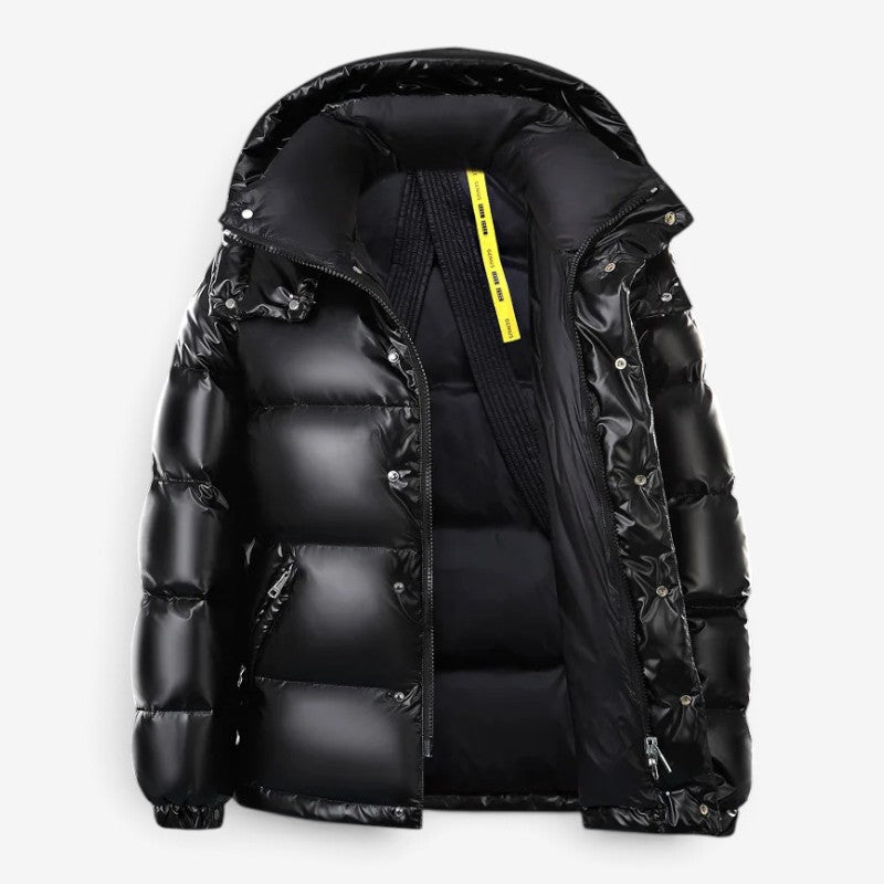 Quilora - Men's Quilted Hooded Jacket with Zippered Pockets