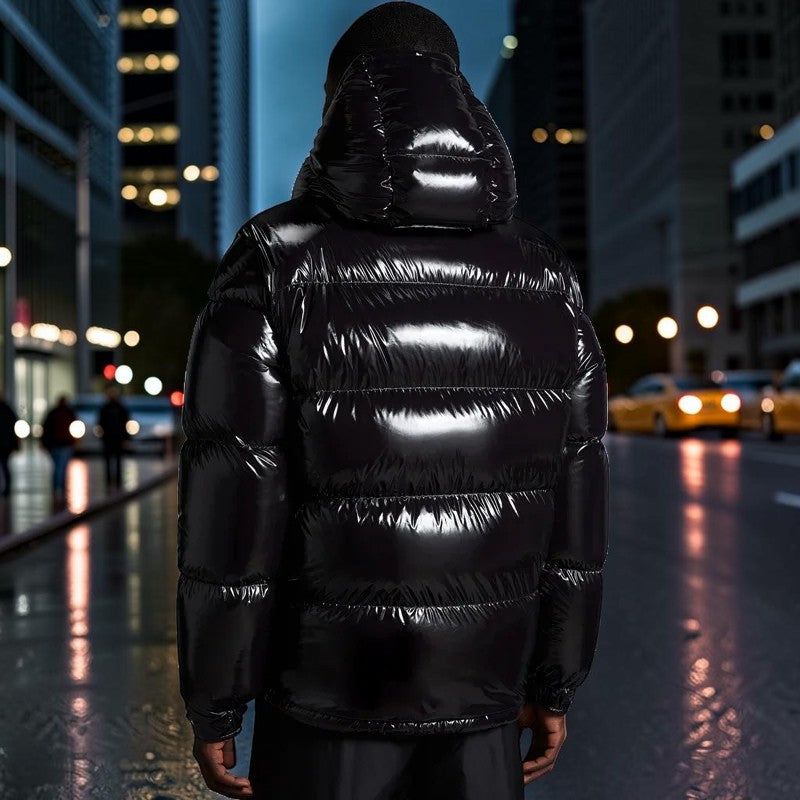 Quilora - Men's Quilted Hooded Jacket with Zippered Pockets