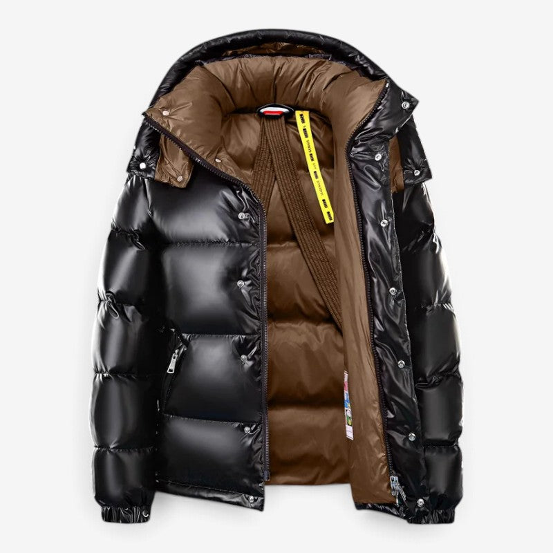 Quilora - Men's Quilted Hooded Jacket with Zippered Pockets