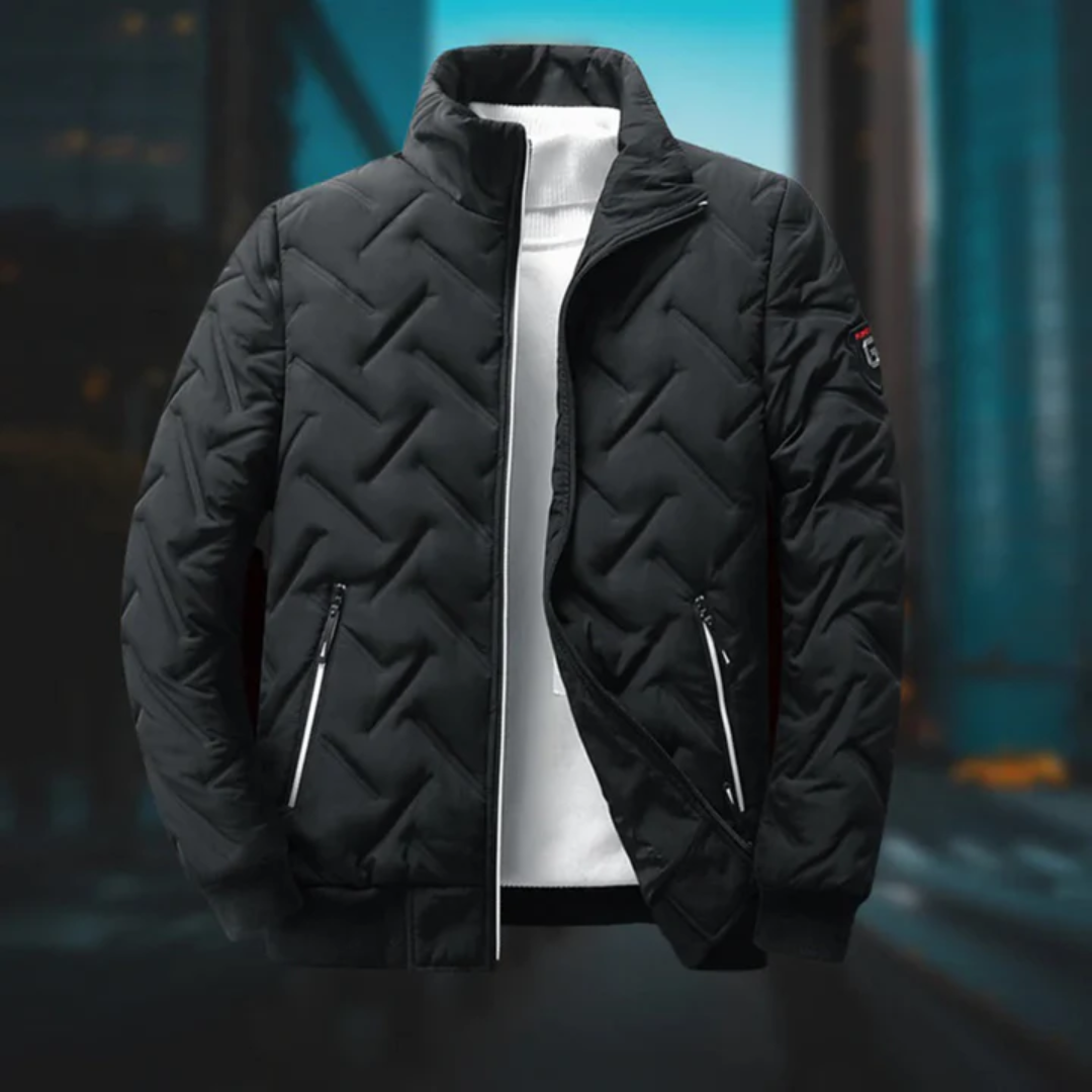 Theo - Jachetă slim-fit cu textură căptușită și buzunare cu fermoar