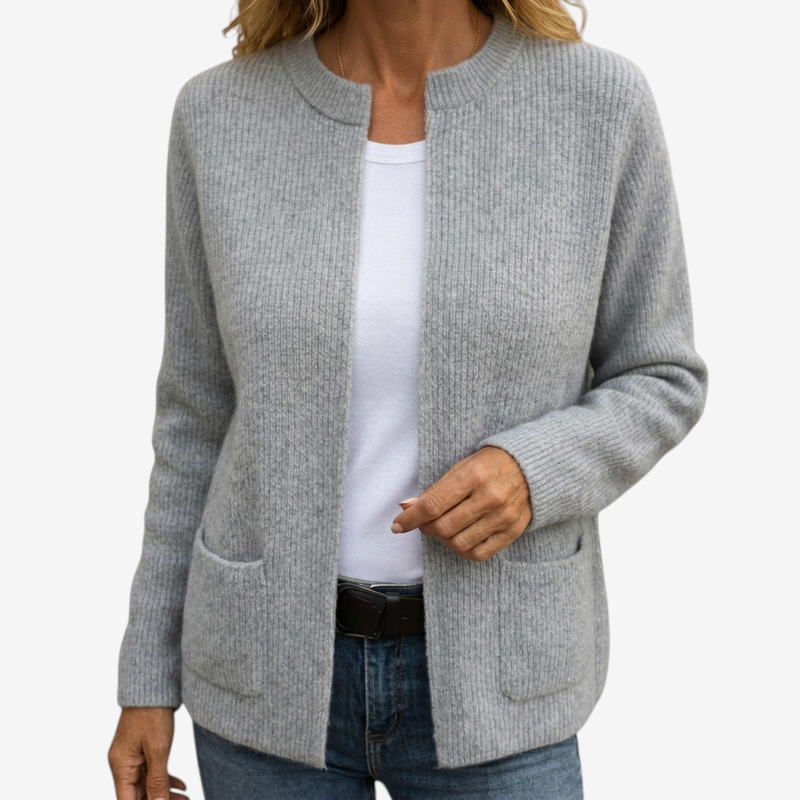 Cardigan tricotat pentru femei Warmora – cu închidere cu fermoar