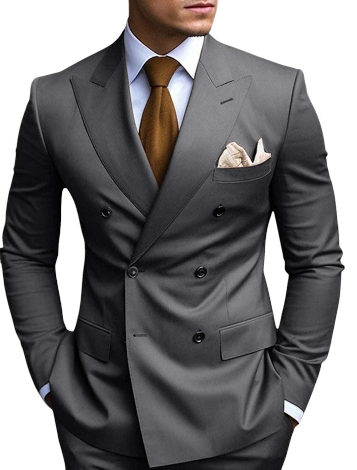 Eiden - Costume cintré à double boutonnage avec manches longues