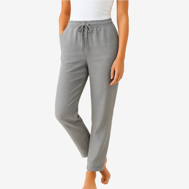 Pantaloni casual da donna a gamba larga con tasche laterali