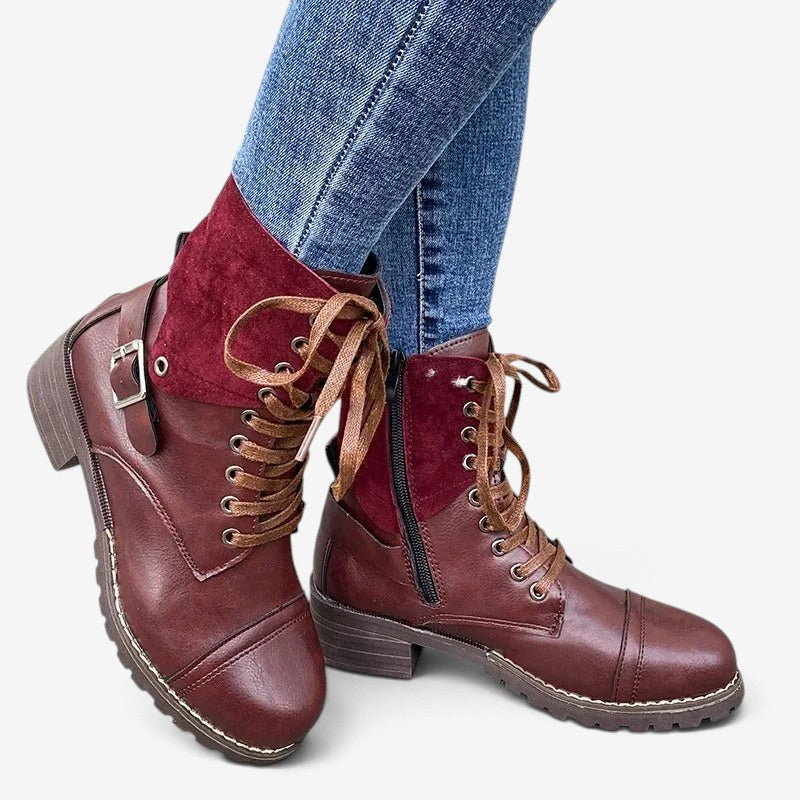 Zavreka – Adjustable Lace Boots with Side Zipper