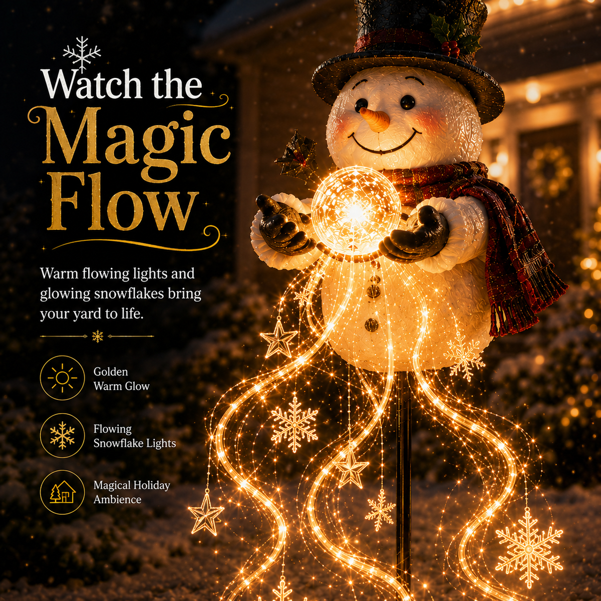 Snowlume - Solar Snowman Garden Light With Cascading Effect