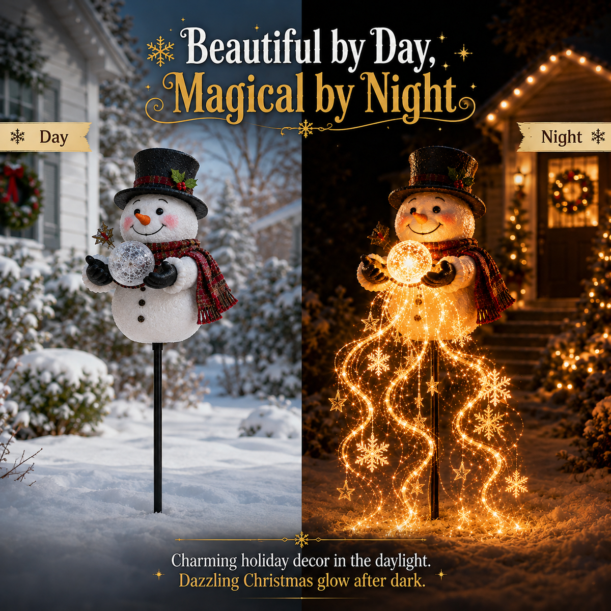 Snowlume - Solar Snowman Garden Light With Cascading Effect