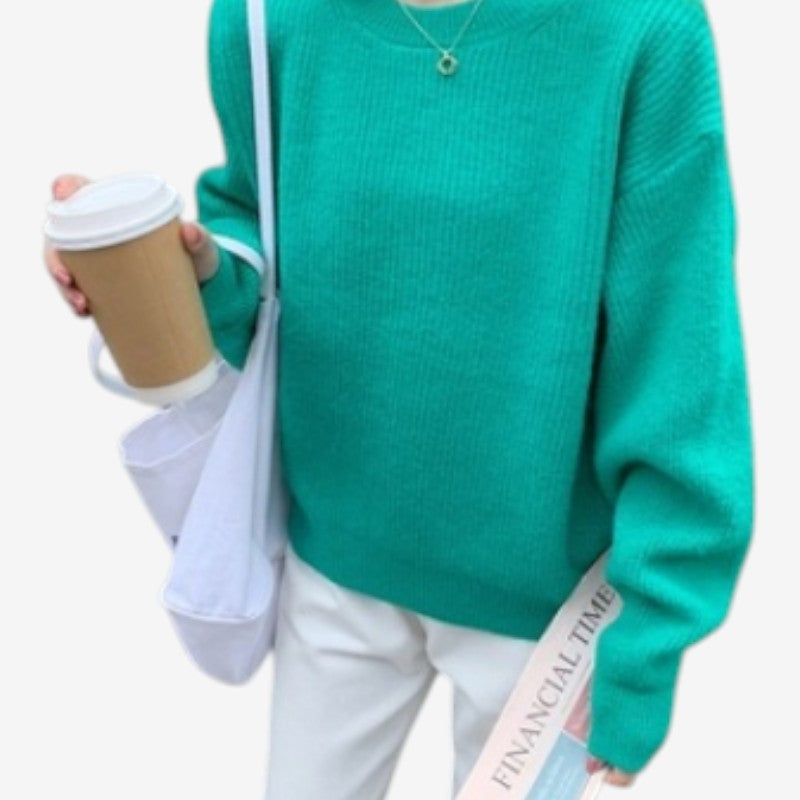 Maya – oversize’owy sweter z długimi rękawami i okrągłym dekoltem
