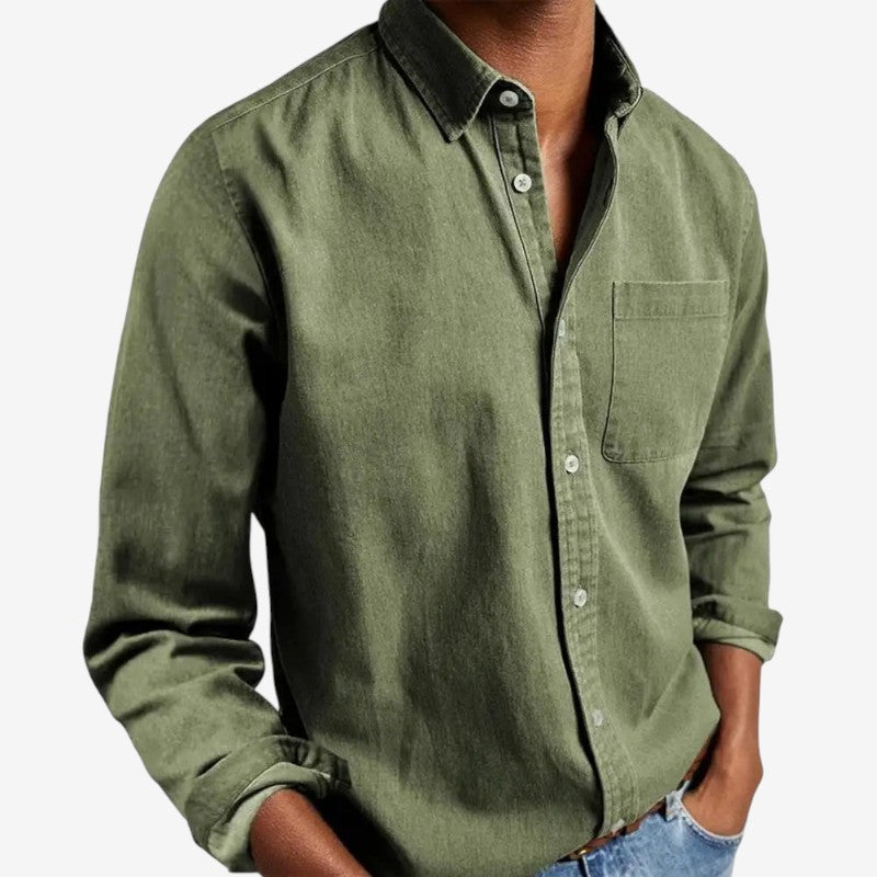 Jonathan – Chemise à Manches Longues avec Fermeture à Boutons et Poche Poitrine