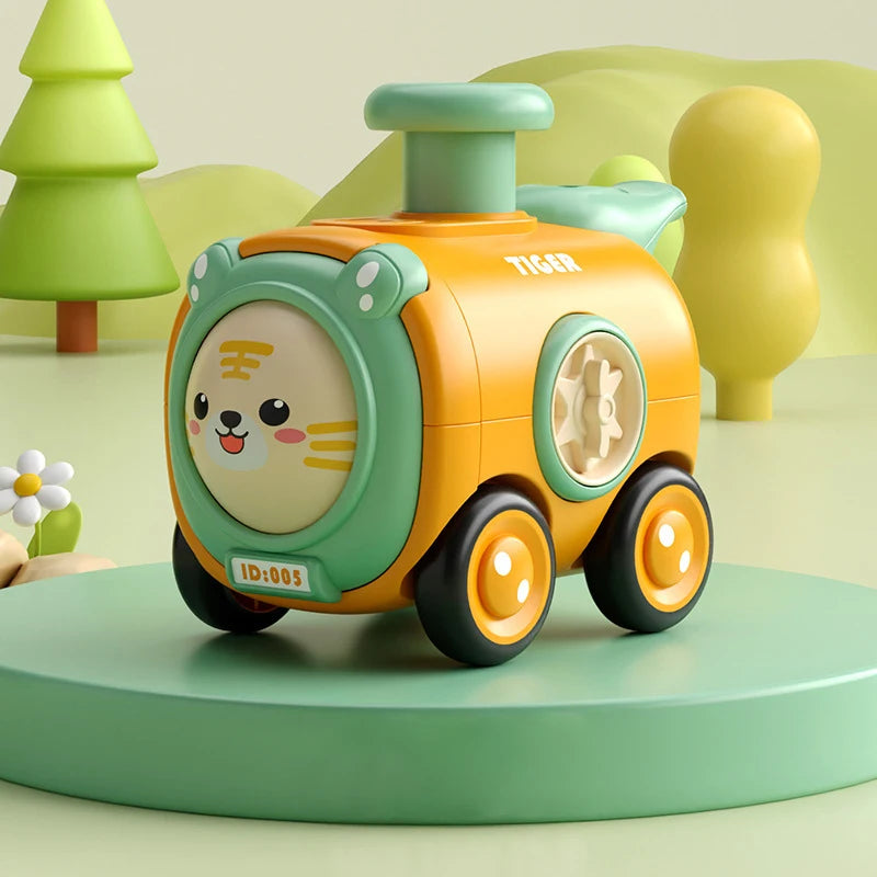 TrackMates – Animal-themed toy train with face-changing feature and whistle extension
