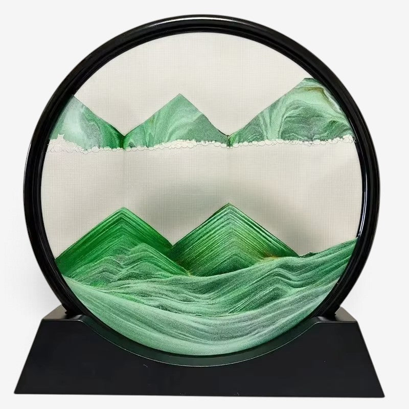 SandVortex - Quadro artistico di sabbia mobile 3D con cornice rotonda in vetro