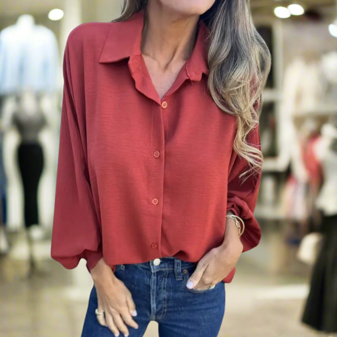 Variant image for Eranthe - Elegant Klassiek Reverskragen Shirt Dames met Lange Mouwen-11