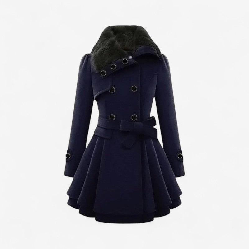 Madison – Lange Mouw Jas met Knopen aan de Voorkant en Tailleceintuur