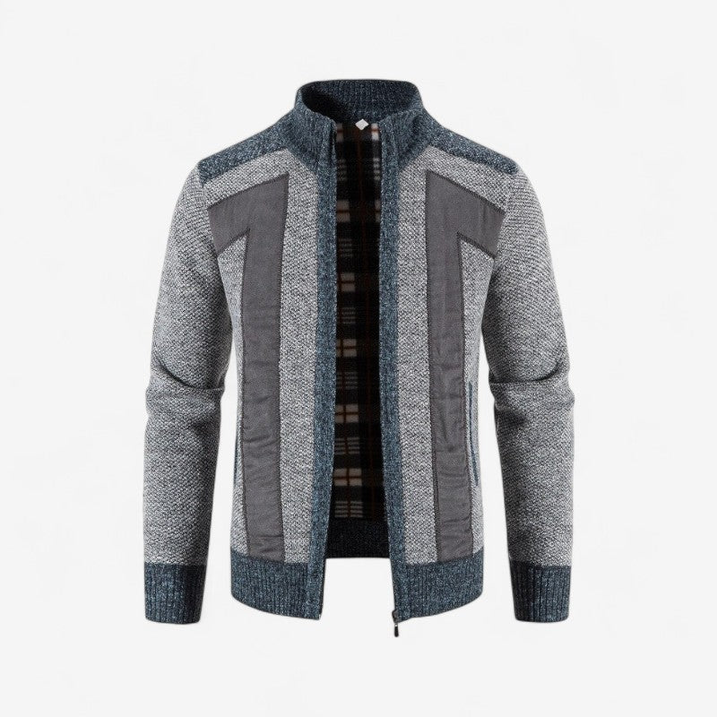 Nathan – Long Sleeve Coat with Zipper and Stand Collar