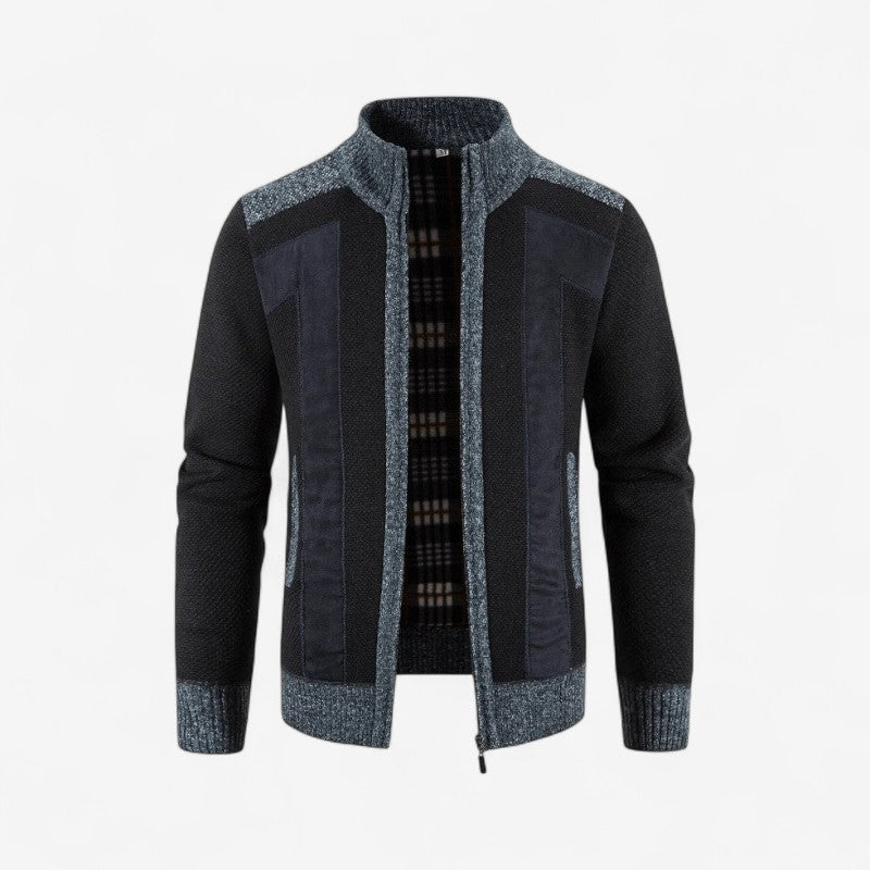 Nathan – Long Sleeve Coat with Zipper and Stand Collar