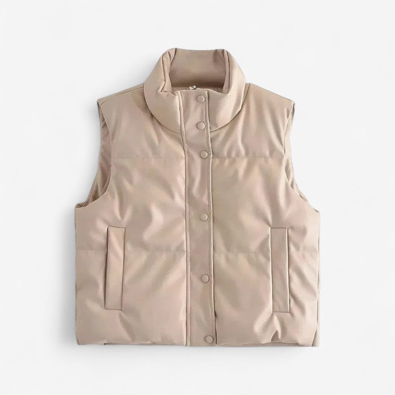 Chloe – Gilet imbottito senza maniche con bottoni frontali e tasche laterali