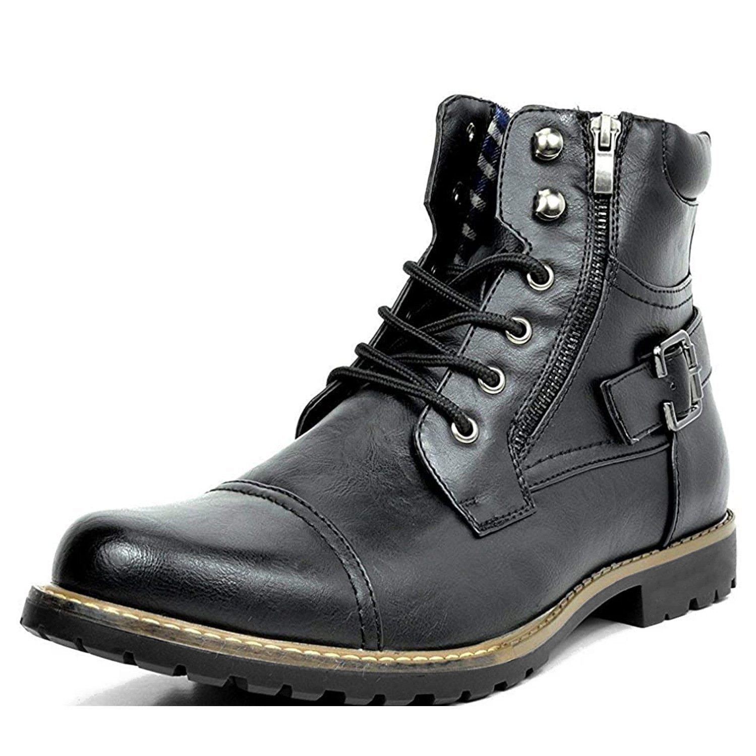 Rhion|Bottine confortable à lacets avec fermeture éclair latérale