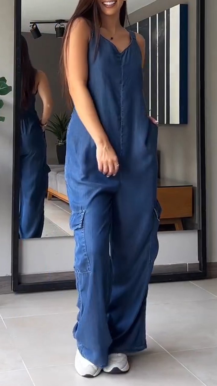 Mia – Combinaison décontractée à jambes larges avec bretelles réglables