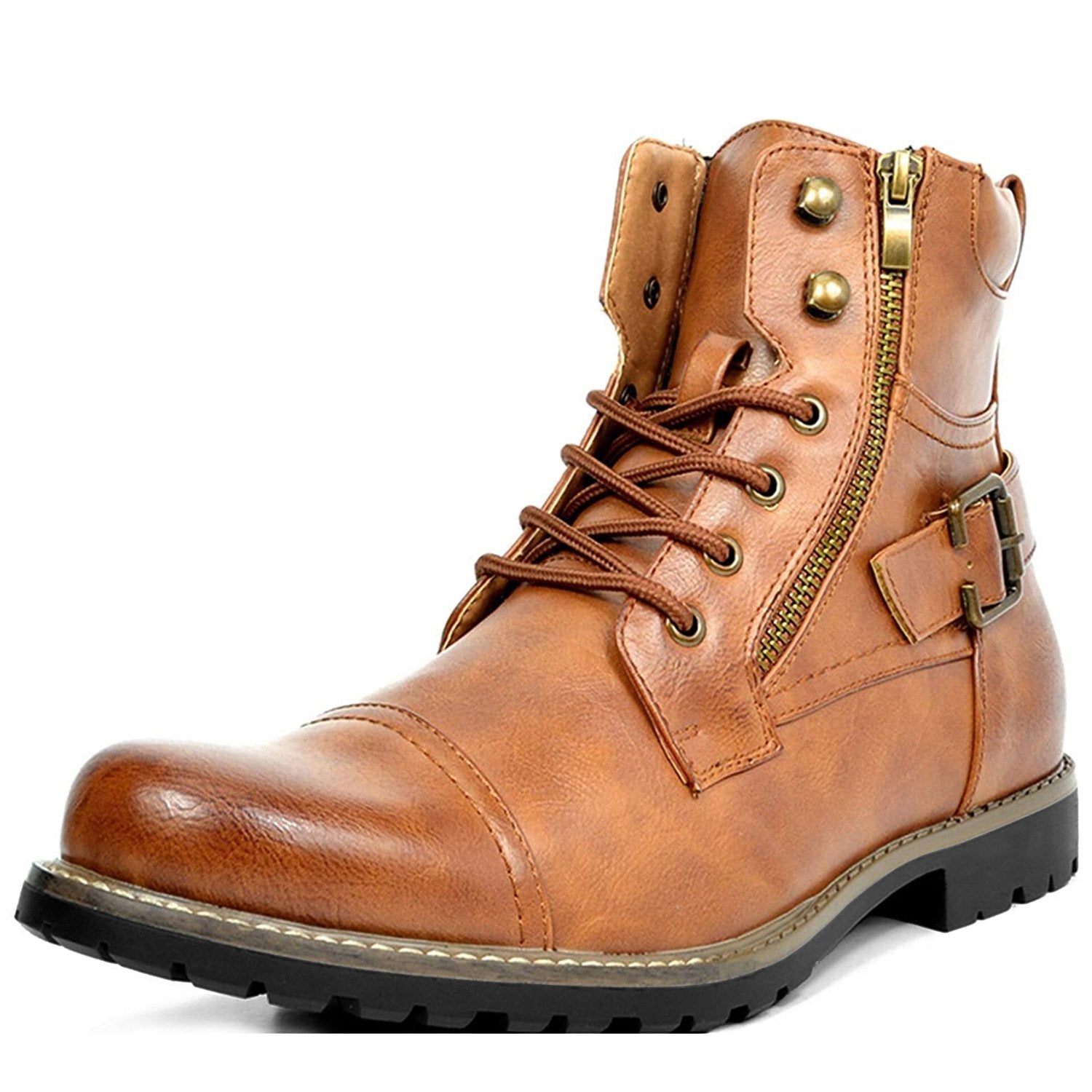 Rhion|Bottine confortable à lacets avec fermeture éclair latérale