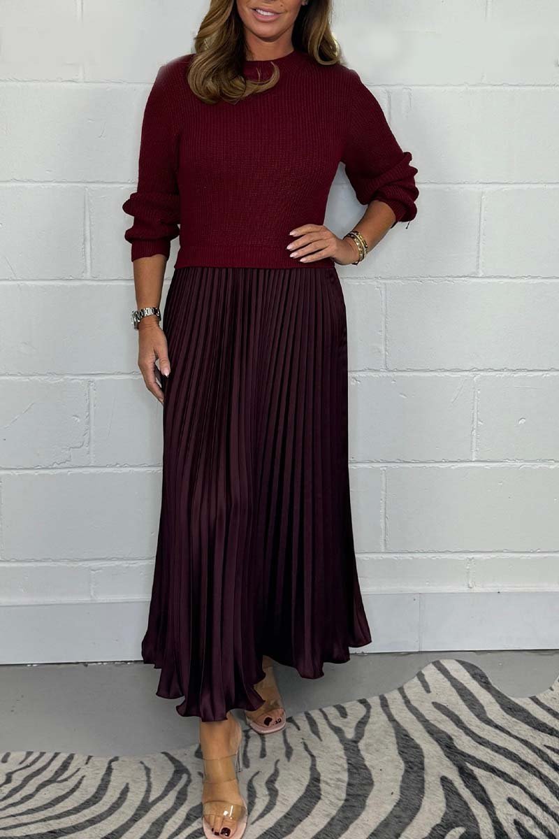Anabel - Maglione a maniche lunghe con gonna a pieghe che unisce comfort e stile
