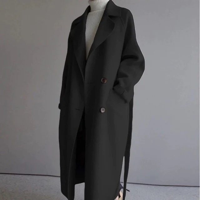 Victoria - Classic Double-Breasted Coat with Chic Finish