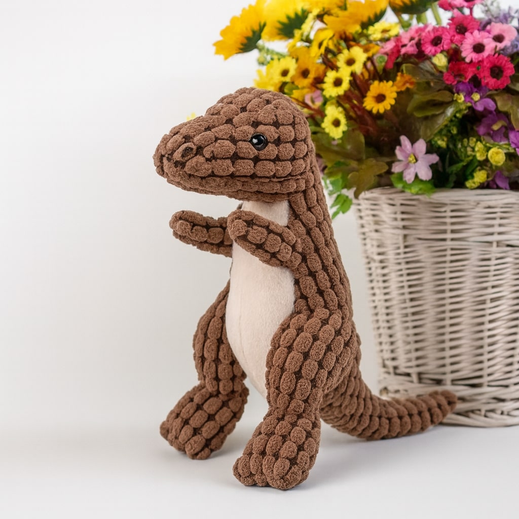 DinoPaws – Giocattolo per cani a forma di dinosauro in peluche con superficie testurizzata per il gioco interattivo