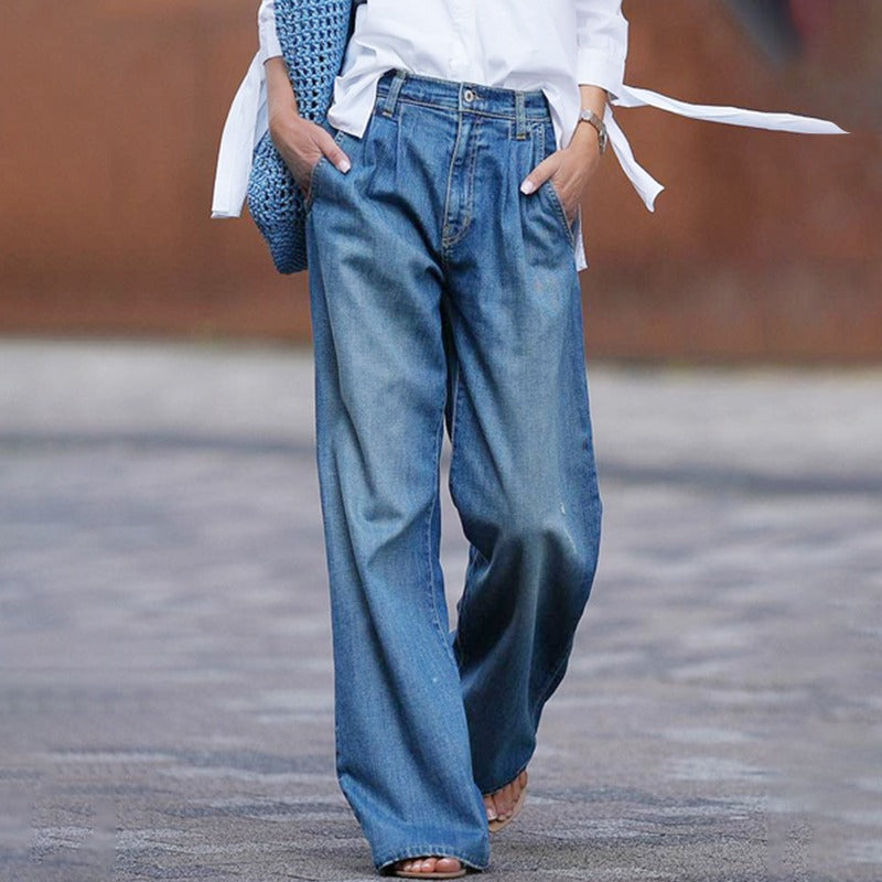 Lily - Women's Wide Leg Denim Jeans with High Waist