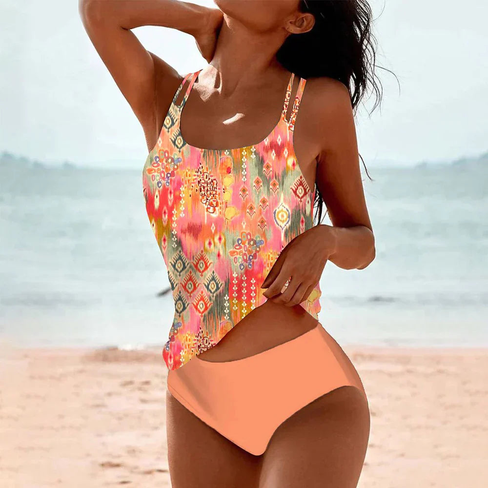 Solara – Trendy dvojdielna tankini súprava s živými potlačami a štýlovým strihom