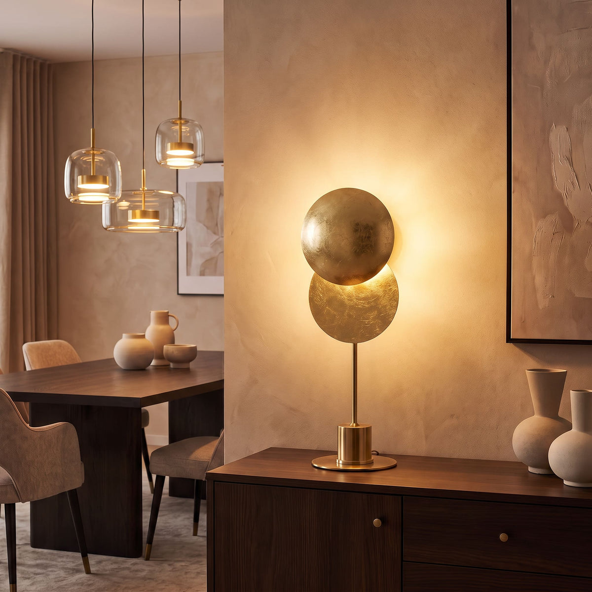 TouchLume - Lámpara de mesa LED inalámbrica con discos ajustables