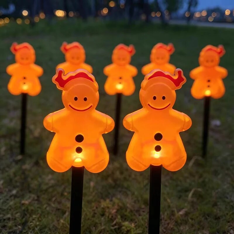 GingerGlow - Luces LED de jardín con diseño de pan de jengibre