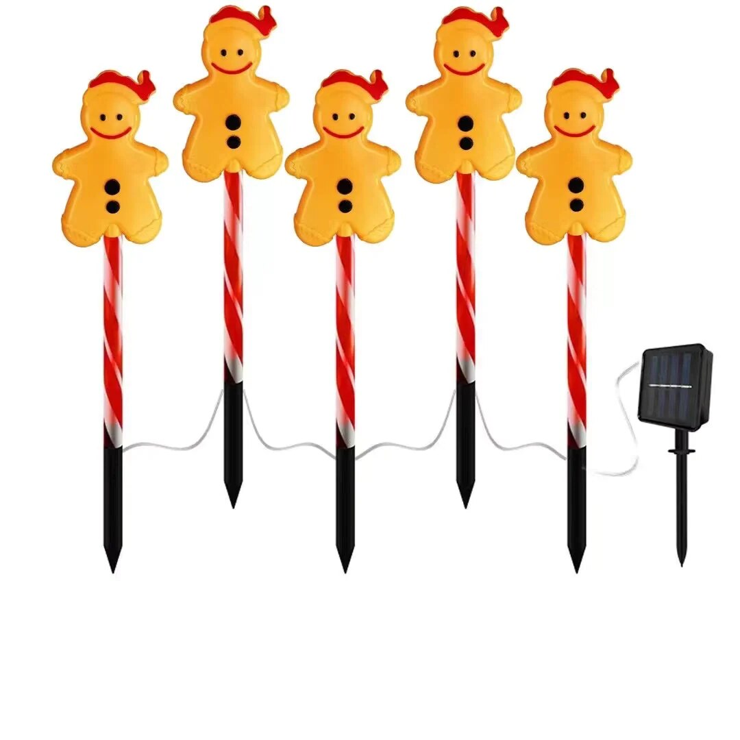 GingerGlow - Luces LED de jardín con diseño de pan de jengibre