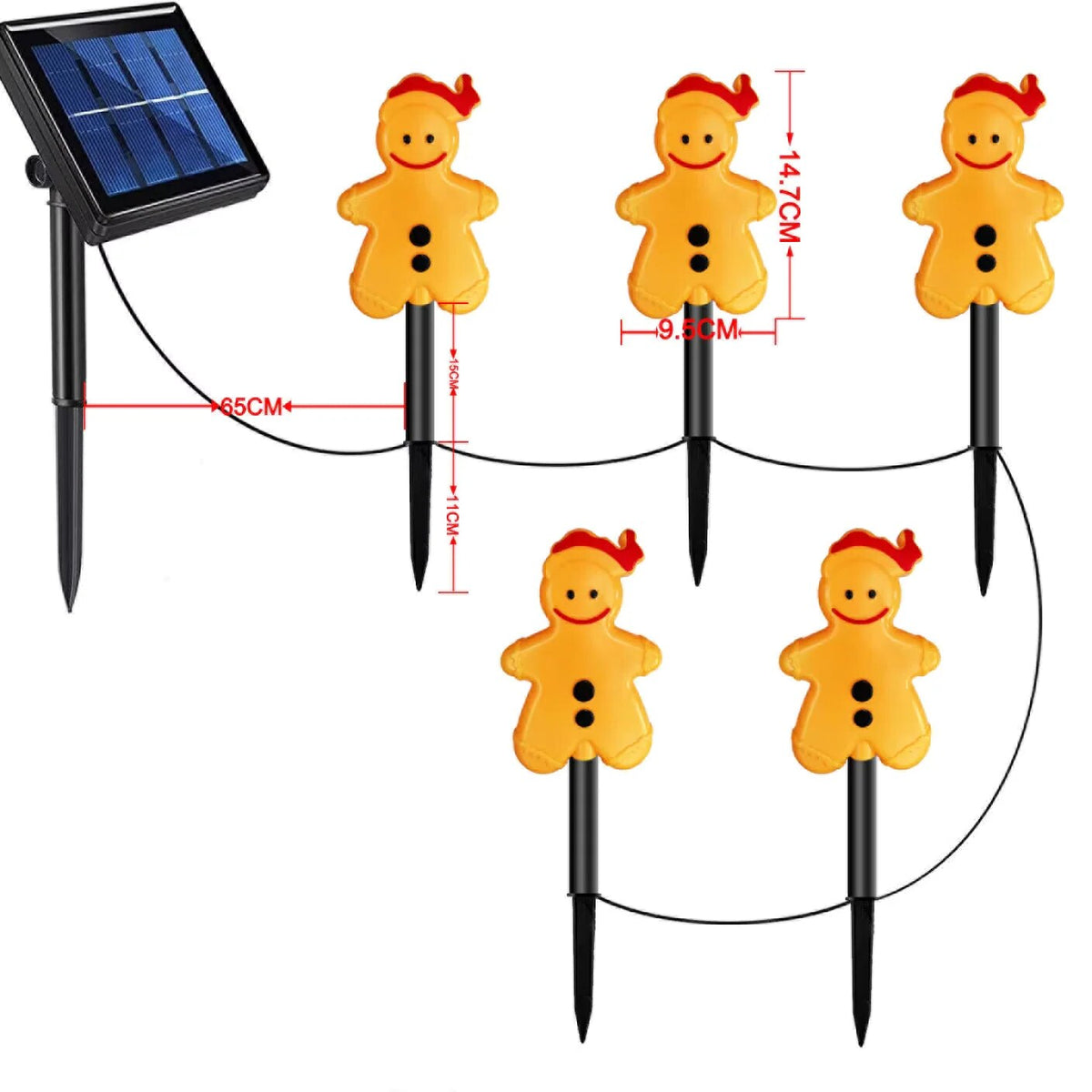 GingerGlow - Luces LED de jardín con diseño de pan de jengibre