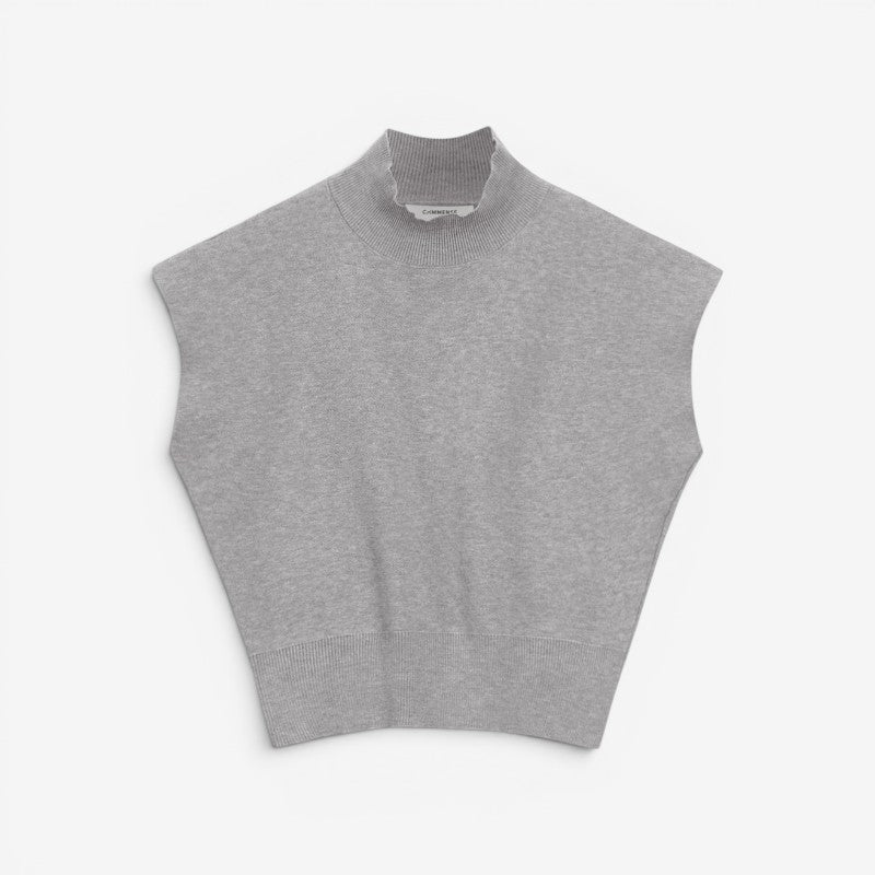 Blusa a coste da donna con collo alto