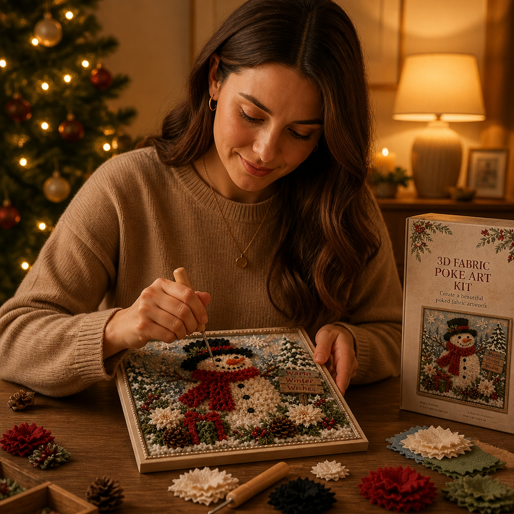 Stitchmas - Kit de manualidades con tela 3D y plantilla precortada