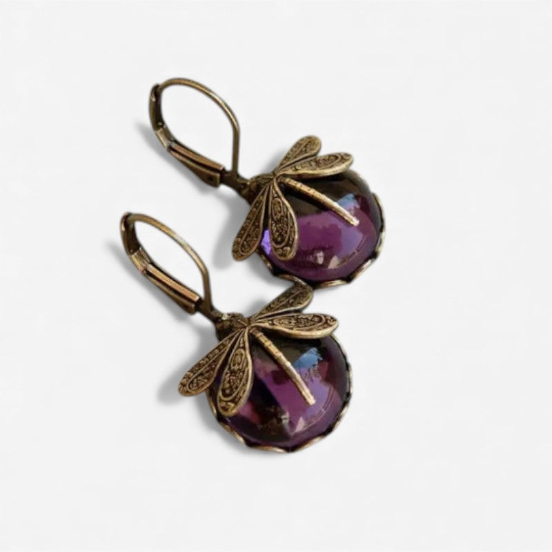 Lisa - Earrings with Hanging and Dragonfly-Inspired Design