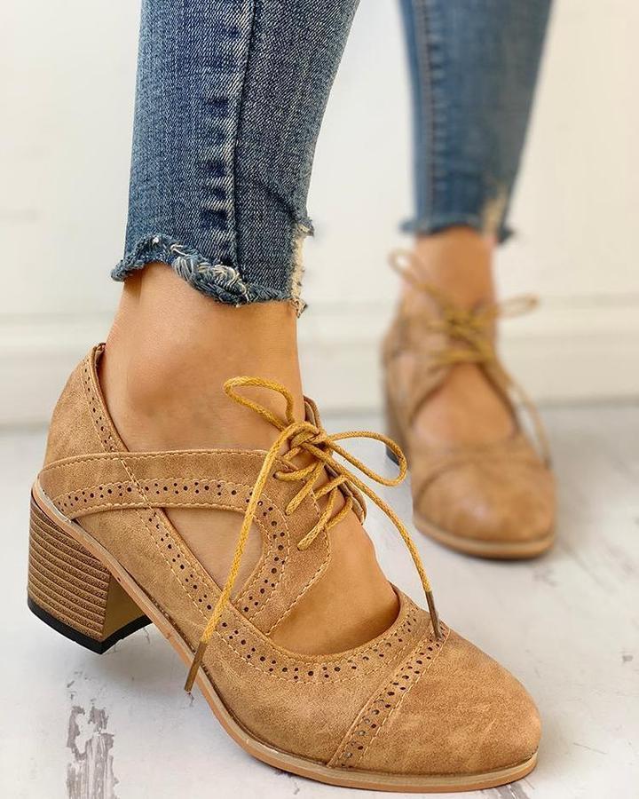 Isabella - Pantofi Oxford eleganți cu toc înalt și design cu șireturi