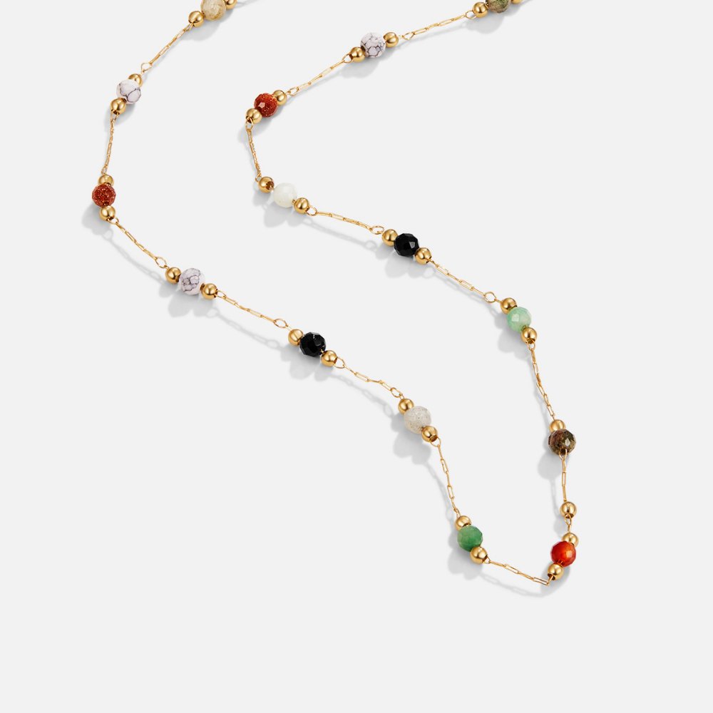 Sierra – Elegant beaded necklace with layered colorful strand accents