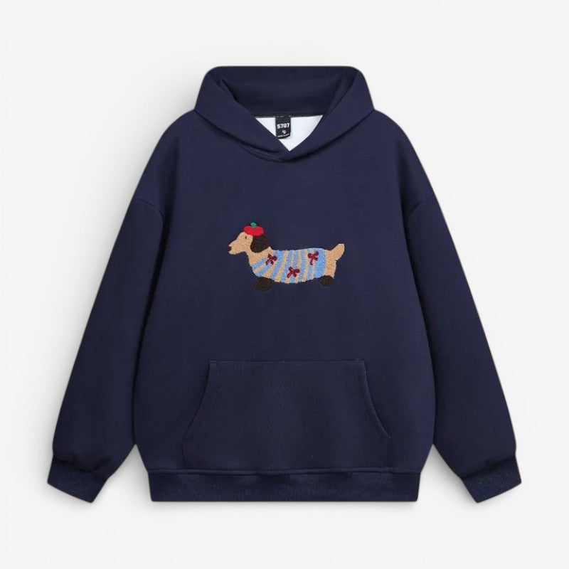 CozyKeen - Long sleeve hoodie with dog embroidery