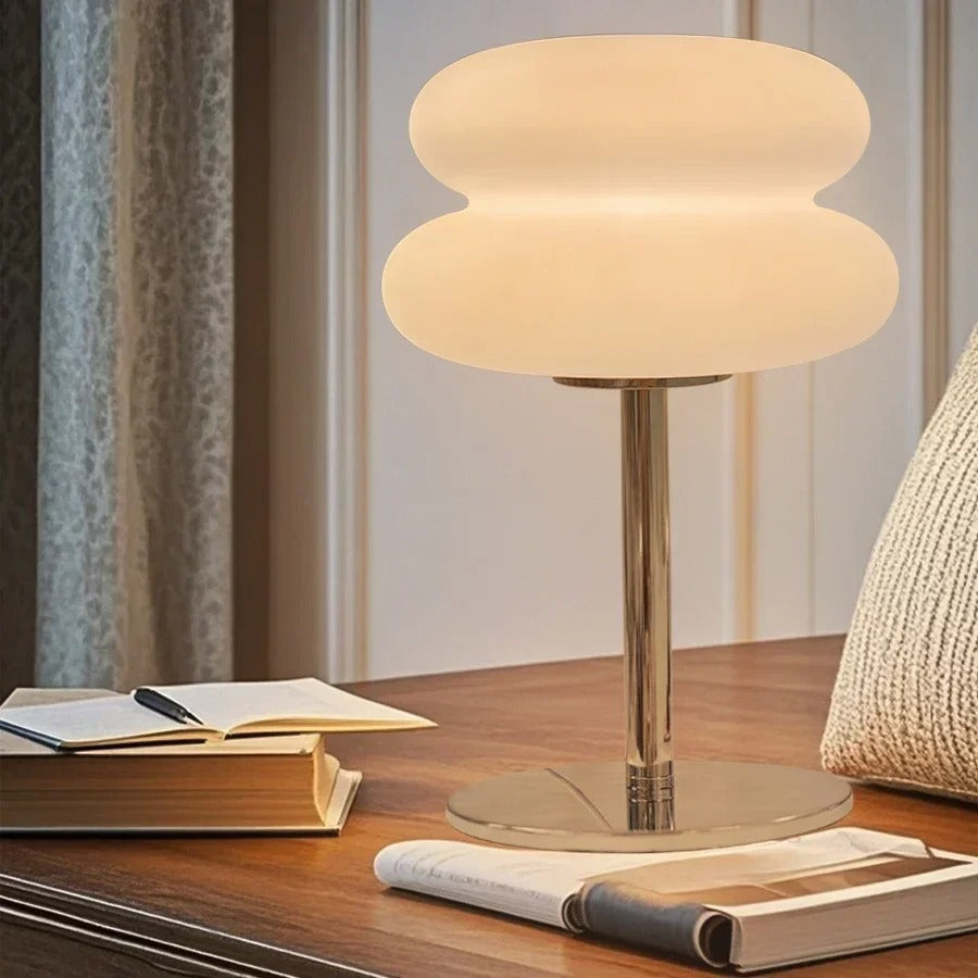 Lámpara de mesa de vidrio LumiGlass con doble difusor