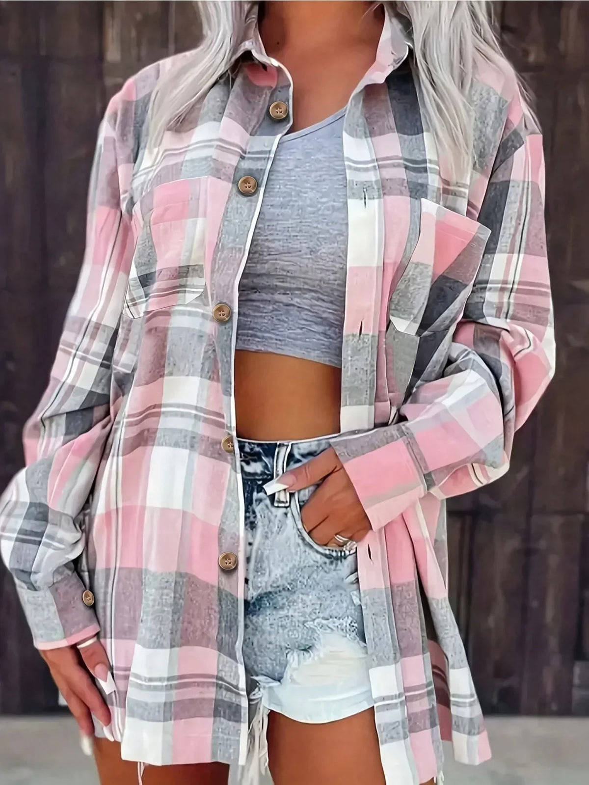 Gingara - Women's Long Sleeve Gingham Shirt