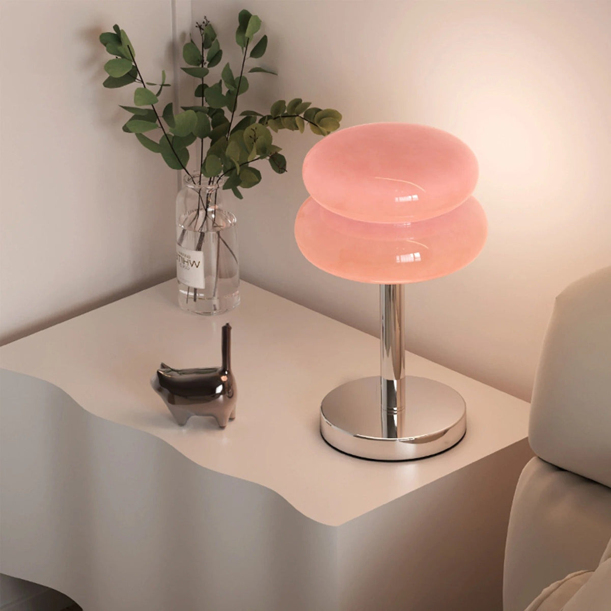 Lámpara de mesa de vidrio LumiGlass con doble difusor