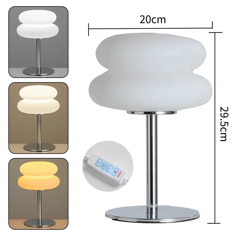 Lámpara de mesa de vidrio LumiGlass con doble difusor