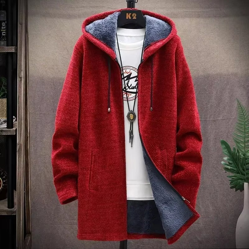 David - Lange Mouw Jas met Capuchon Rits en Zijzakken