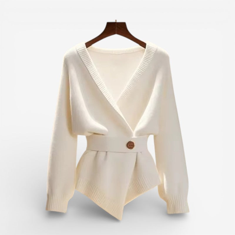 Meliora - Long Sleeve Cardigan with V-Neck and Belted Waist
