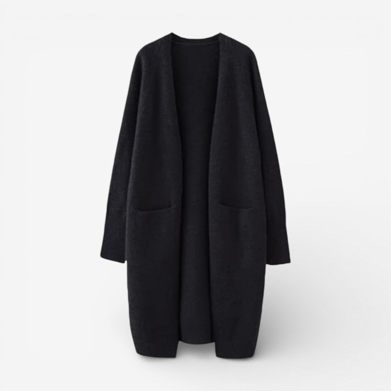 Chrissy - Cardigan lungo a manica lunga con tasche laterali
