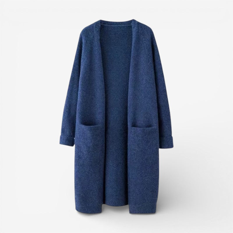 Chrissy - Cardigan lungo a manica lunga con tasche laterali