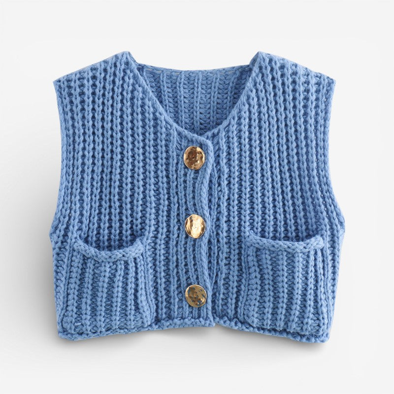 Brooklyn - Sleeveless cardigan with button front
