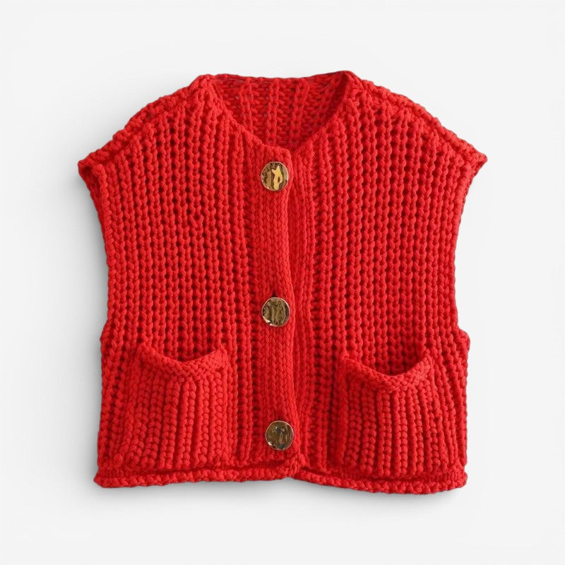 Brooklyn - Sleeveless cardigan with button front