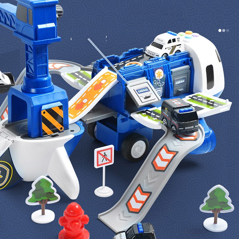 Playen – set de joacă cu avion, 6 vehicule de construcții miniaturale și 13 accesorii