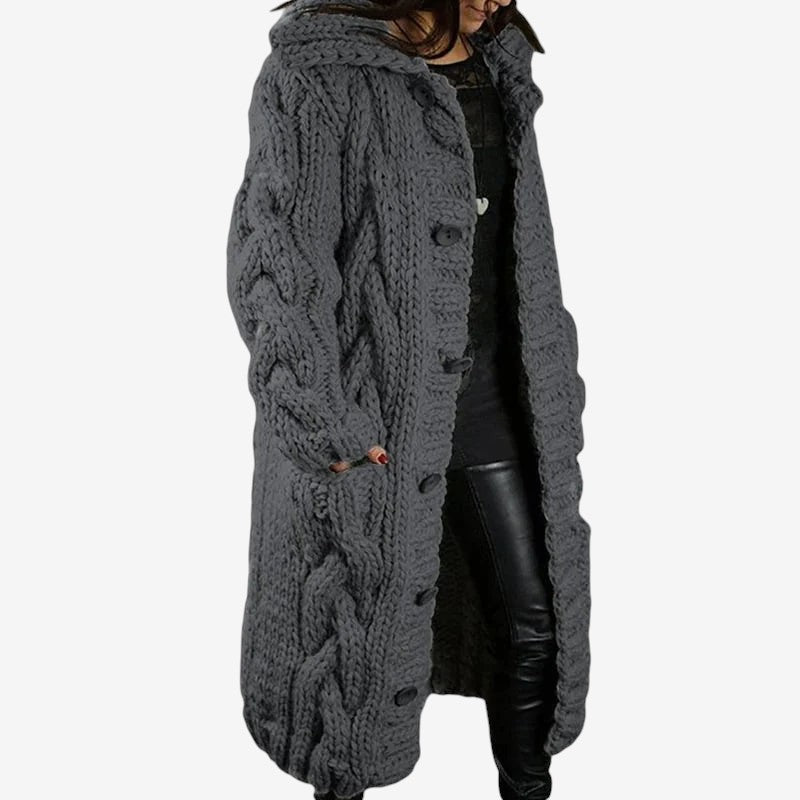 Poppy - Long Sleeve Oversized Cardigan with Button Closure